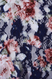 SADIE Navy Floral Lace T Shirt