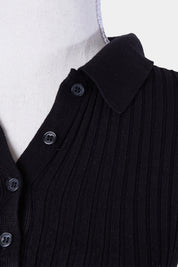 GLASSONS Black Stretch Knit Polo Crop Top