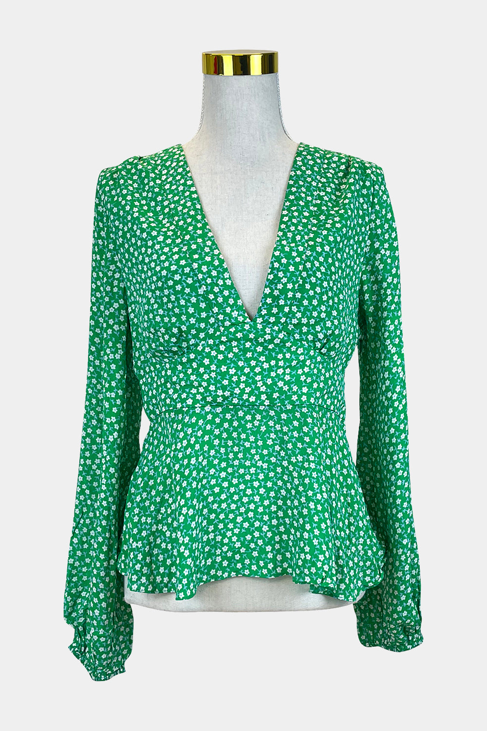 RIXO Green Floral Blouse