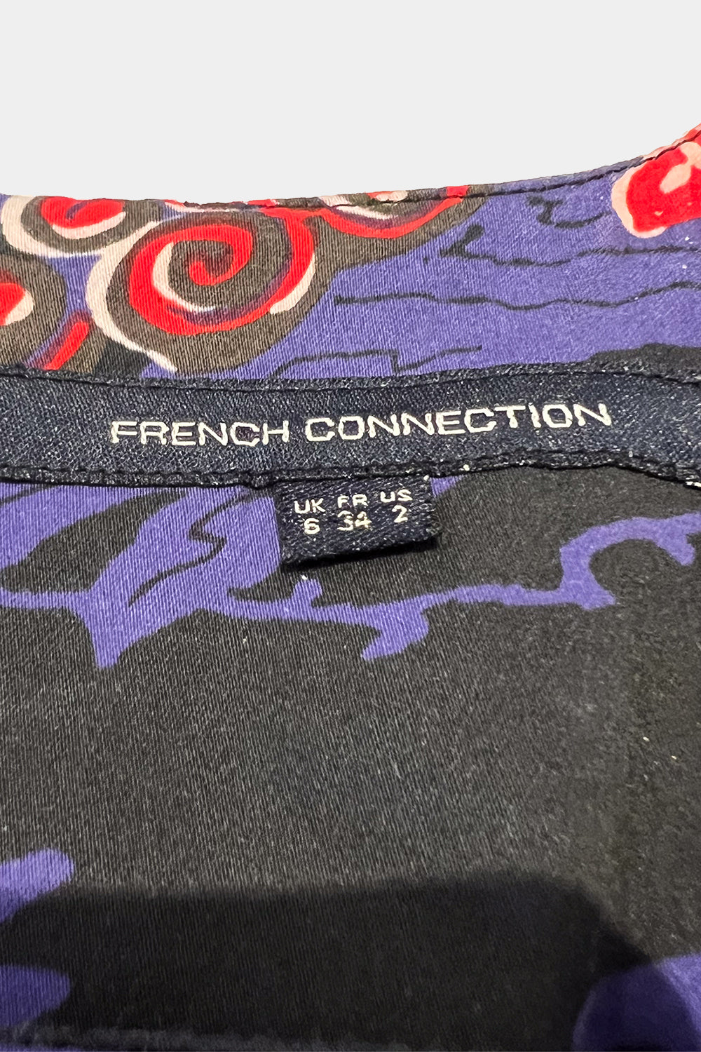 French Connection Blue, Red, Black Panel Detail Midi Dress