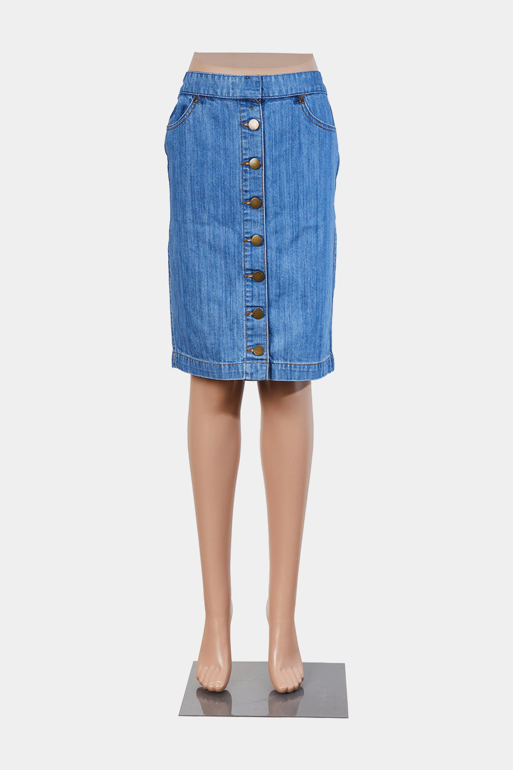 Assorted Brands Blue Button Detail Denim Skirt