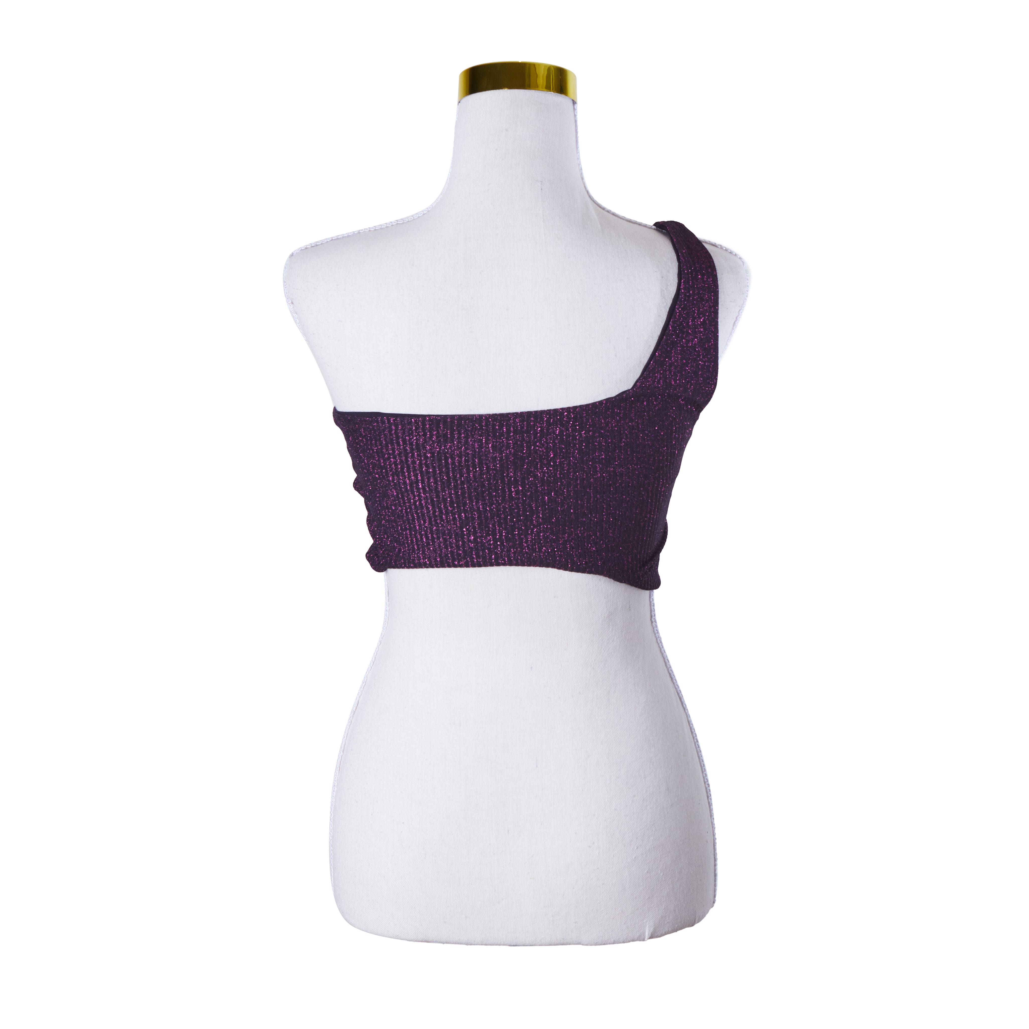 KOOKAI Purple and Black Sparkle One Shoulder Crop Top