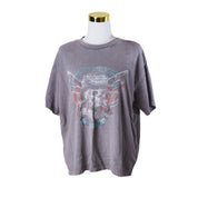 Neon Hart Grey Faded Skull and Bones Print T Shirt