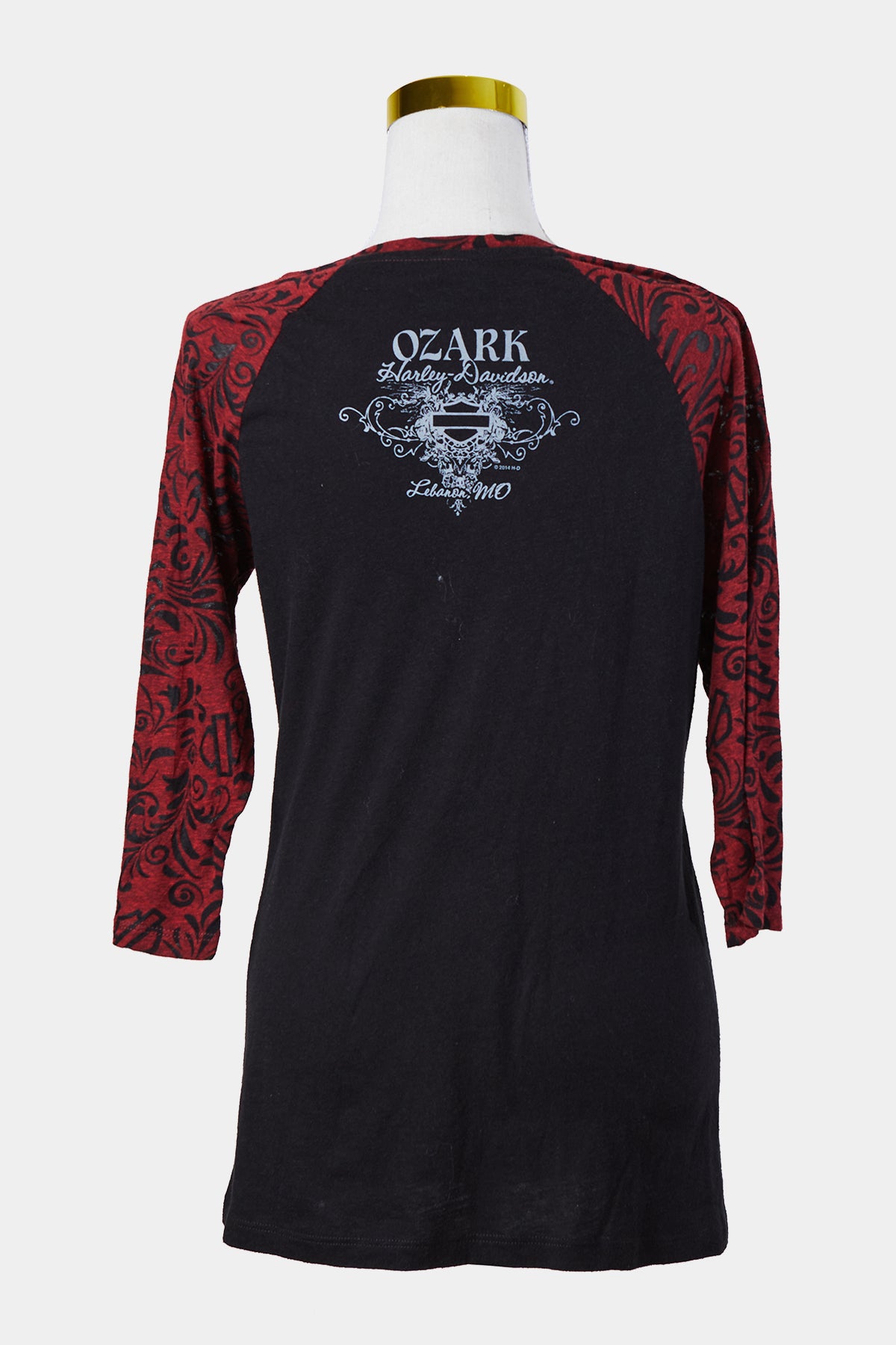 Harley Davidson Motorcycles Black and Red Print Longsleeve T Shirt