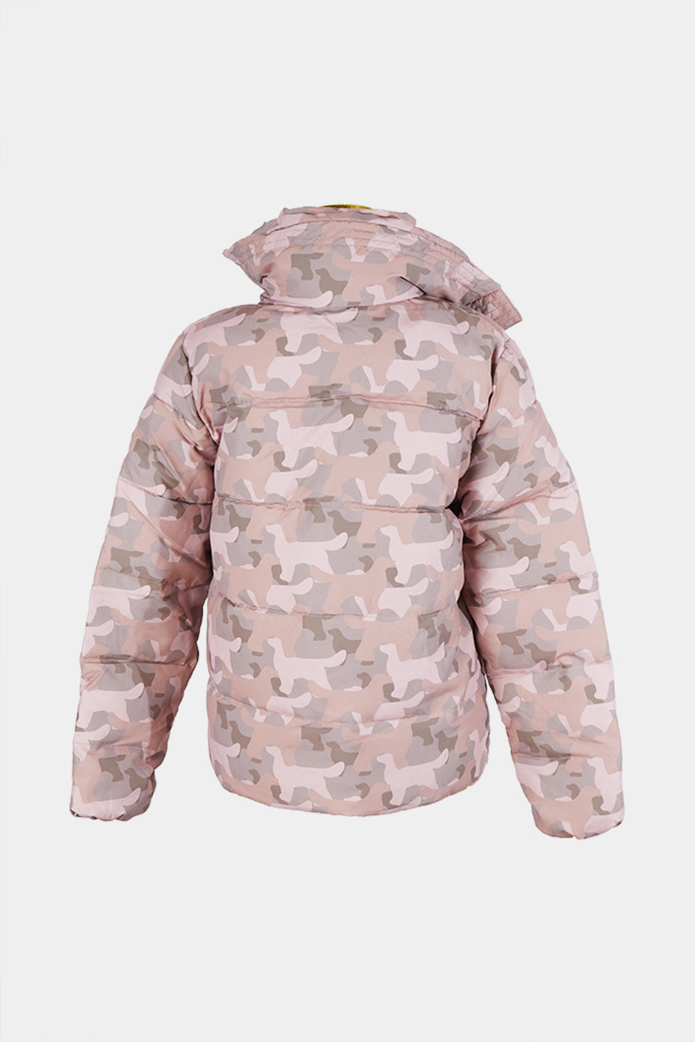 Unreal Fur Pink and Brown Camouflage Puffa Jacket