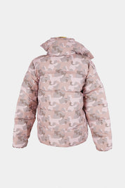 Unreal Fur Pink and Brown Camouflage Puffa Jacket