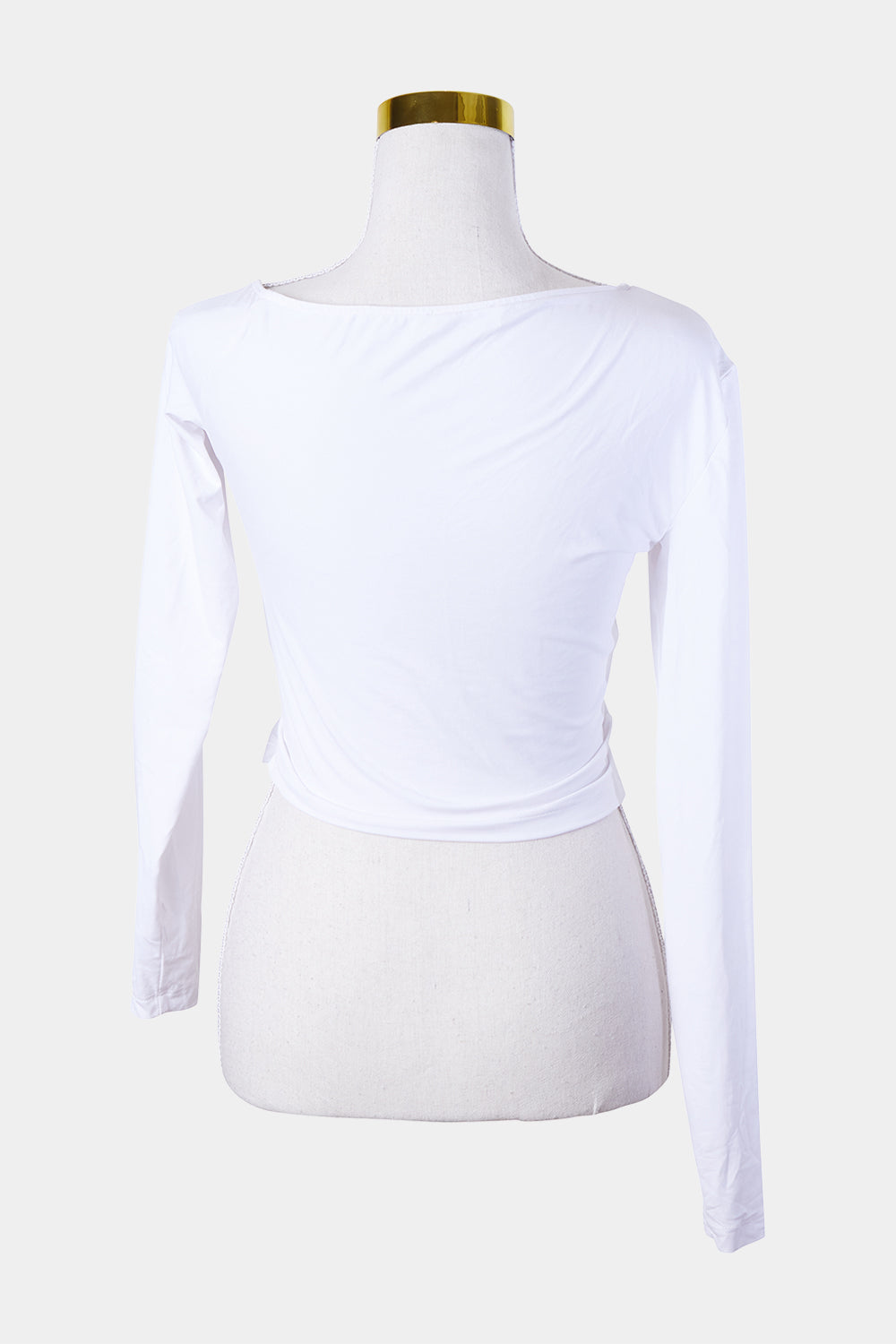 KOOKAI White Knot Front Long Sleeve Crop Top
