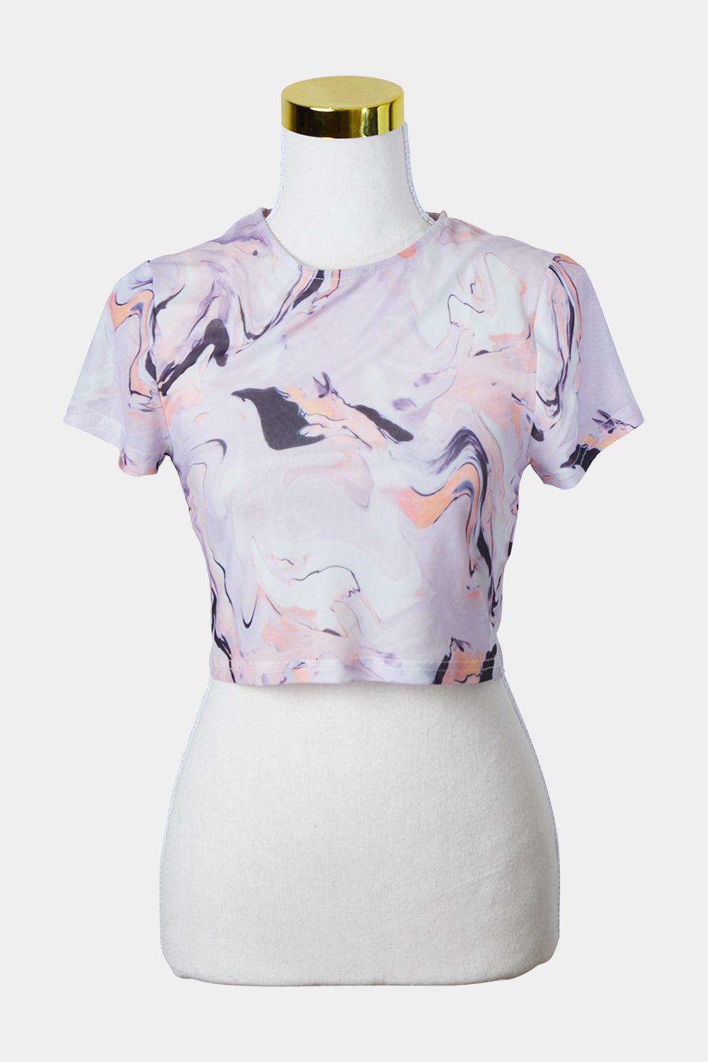 TWINN Purple Marble Print Mesh T Shirt