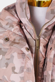 Unreal Fur Pink and Brown Camouflage Puffa Jacket