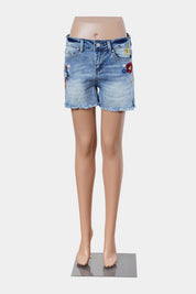 Indigo Rein Light Blue Emrboidered Denim Shorts