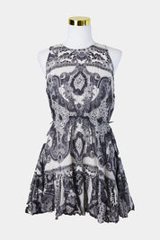 ZIMMERMANN Black and White Racer Back Frill Mini Dress