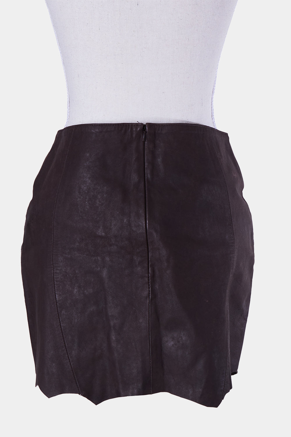 Blessed Are The Meek Brown Leather Mini Skirt