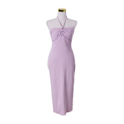 Viktoria And Woods Lilac Spaghetti Strap Halter Midi Dress