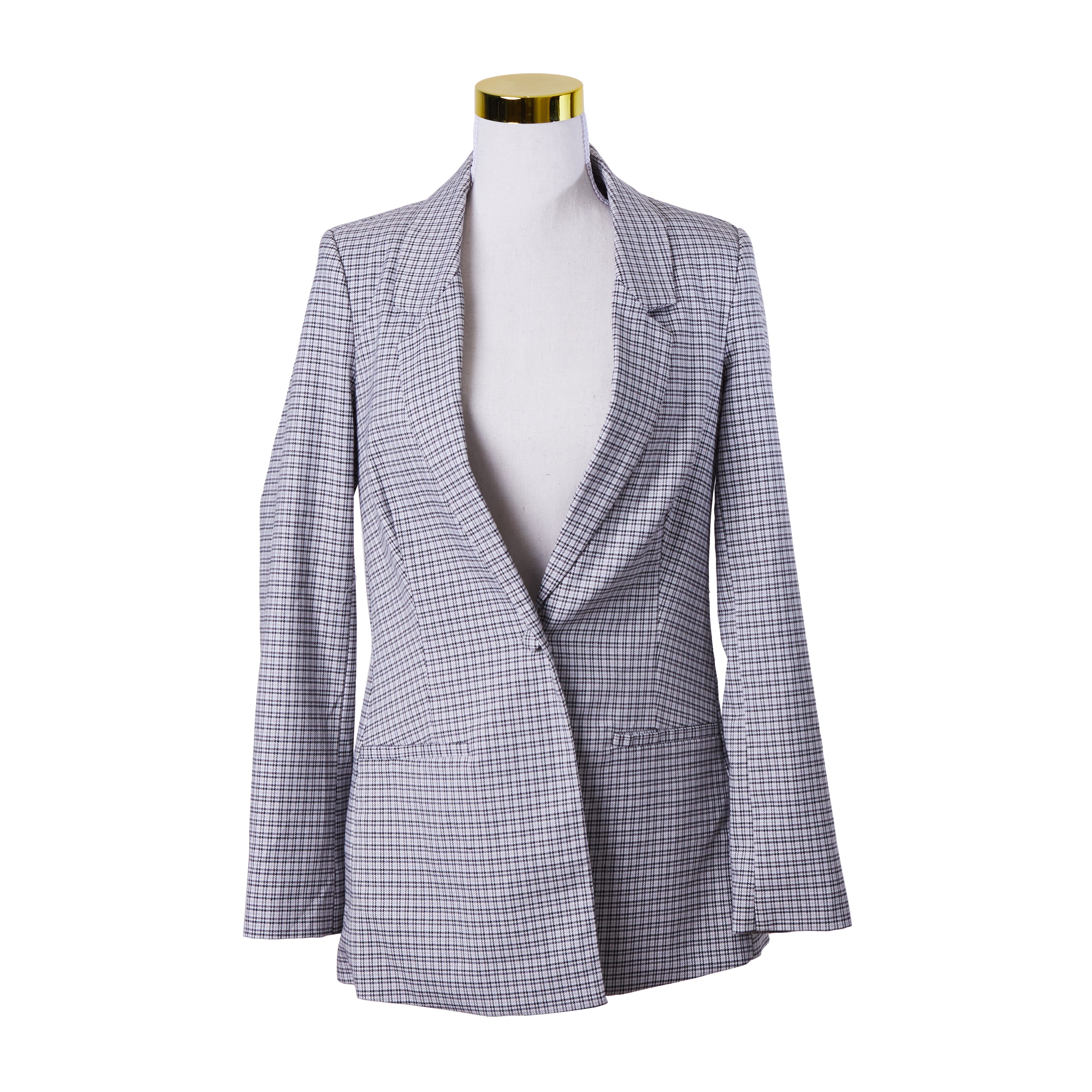 SUPRE Grey Plaid Long Blazer