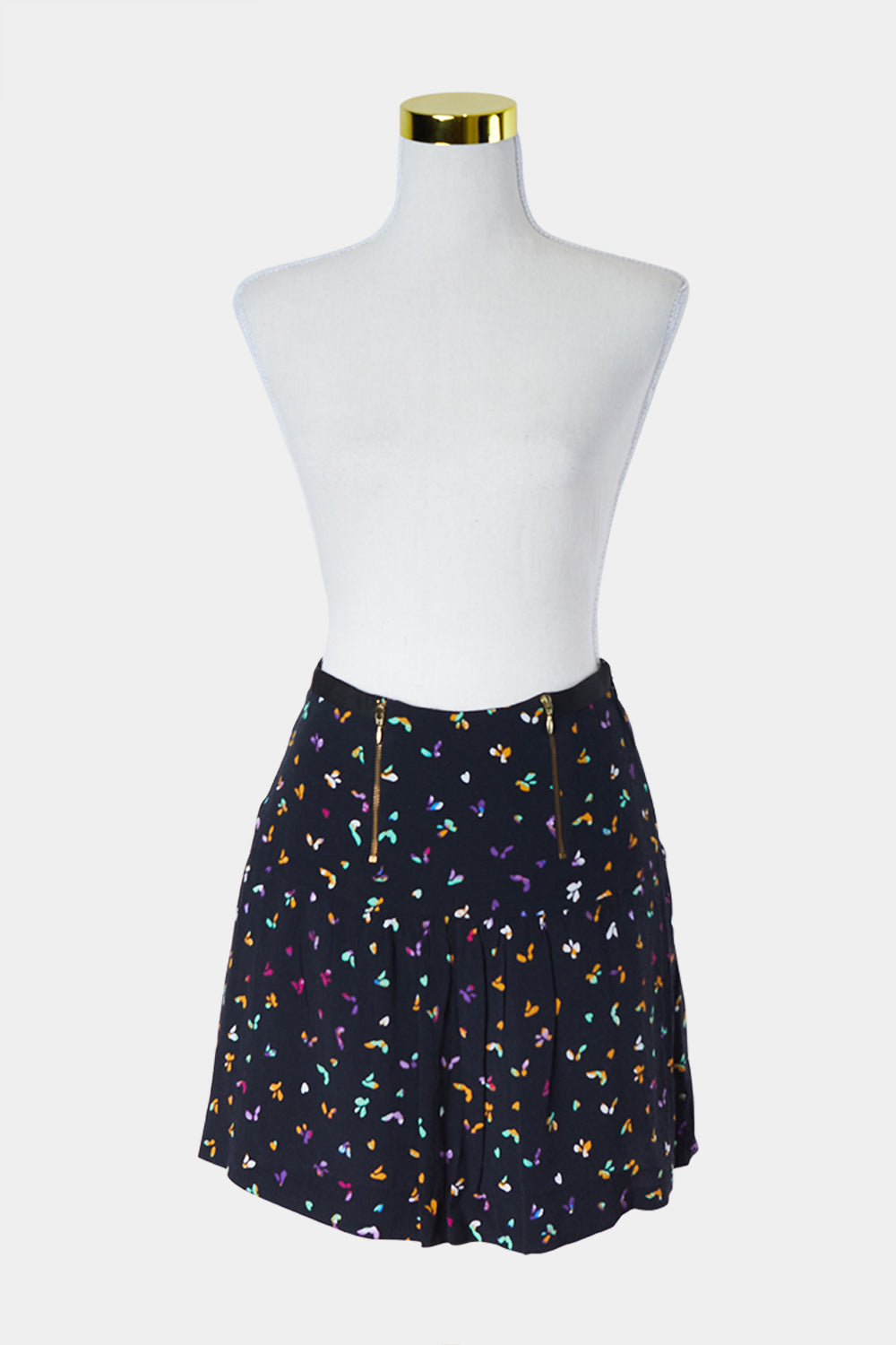 KOOKAI Navy Print Zip Detail Skirt