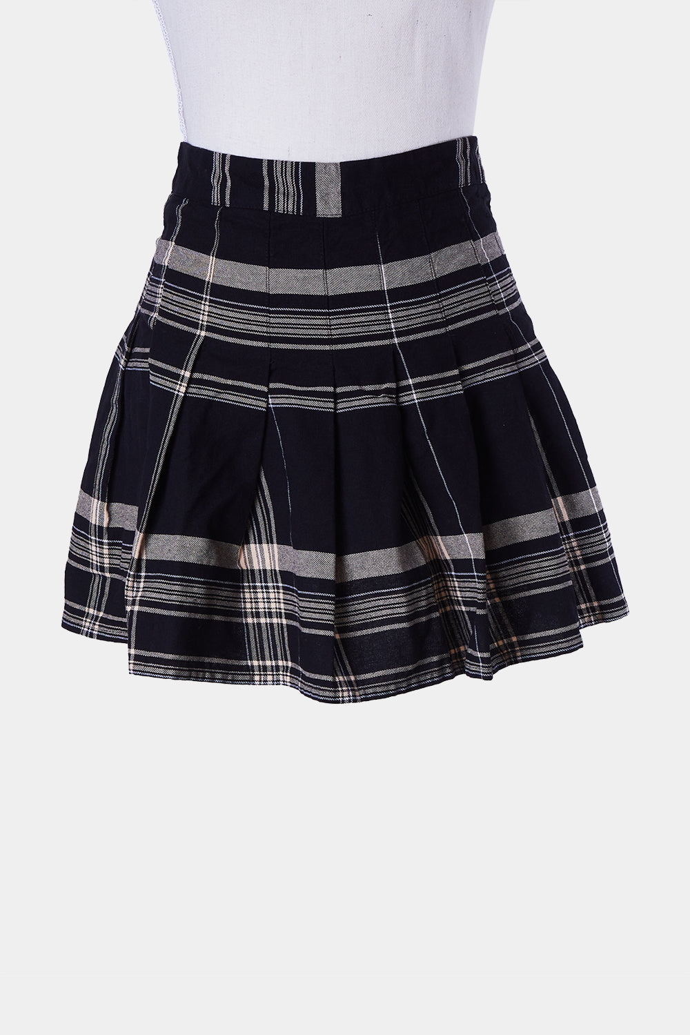 FACTORIE Black and White Tartan Skater Skirt