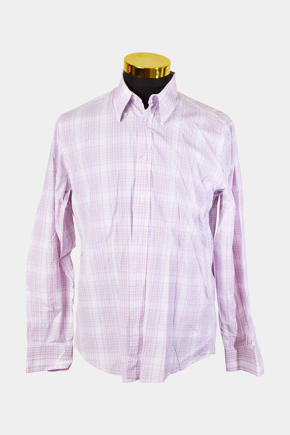 Yves Saint Laurent Pink and White Plaid Button Down Shirt