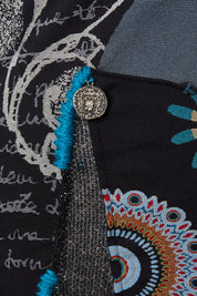 DESIGUAL Black, Red, Grey Knit Patchwork Mini Dress