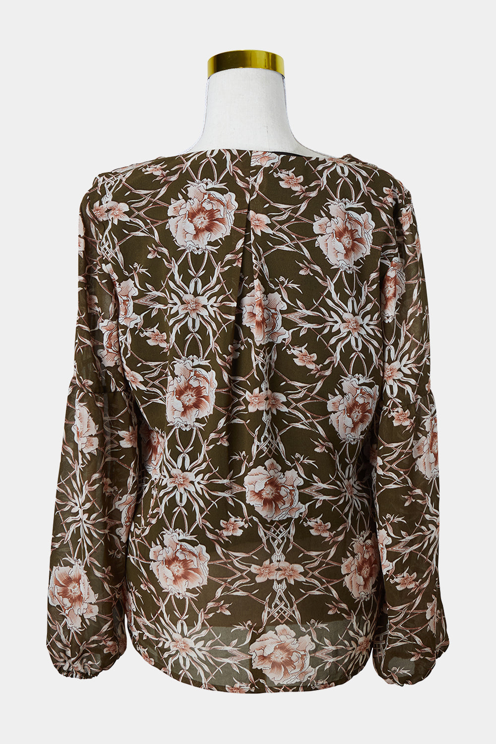 Jacqui E Khaki Print Long Sleeve Loose Top