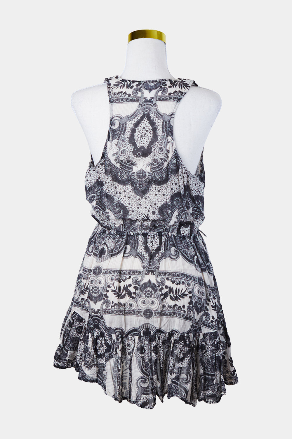 ZIMMERMANN Black and White Racer Back Frill Mini Dress
