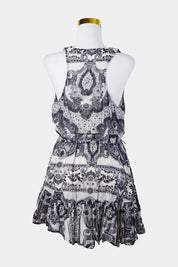 ZIMMERMANN Black and White Racer Back Frill Mini Dress