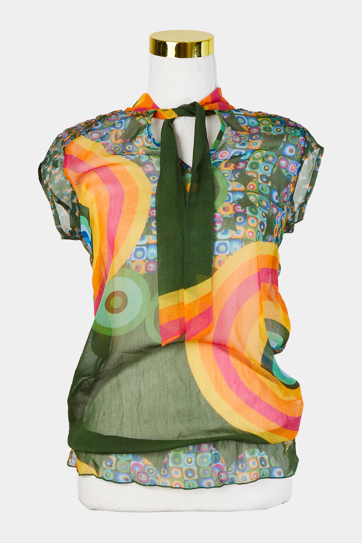 DESIGUAL Multi Tie Neck Sleeveless Blouse