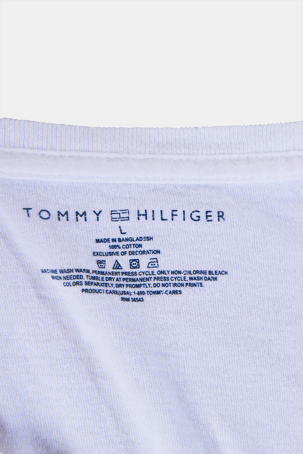 Tommy Hilfiger White V Neck T Shirt with Logo