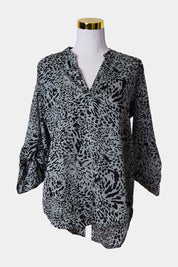 Caroline Morgan Green Cheetah Print Long Sleeve Blouse