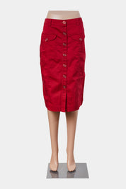Trent Nathan Red Button Down Midi Skirt