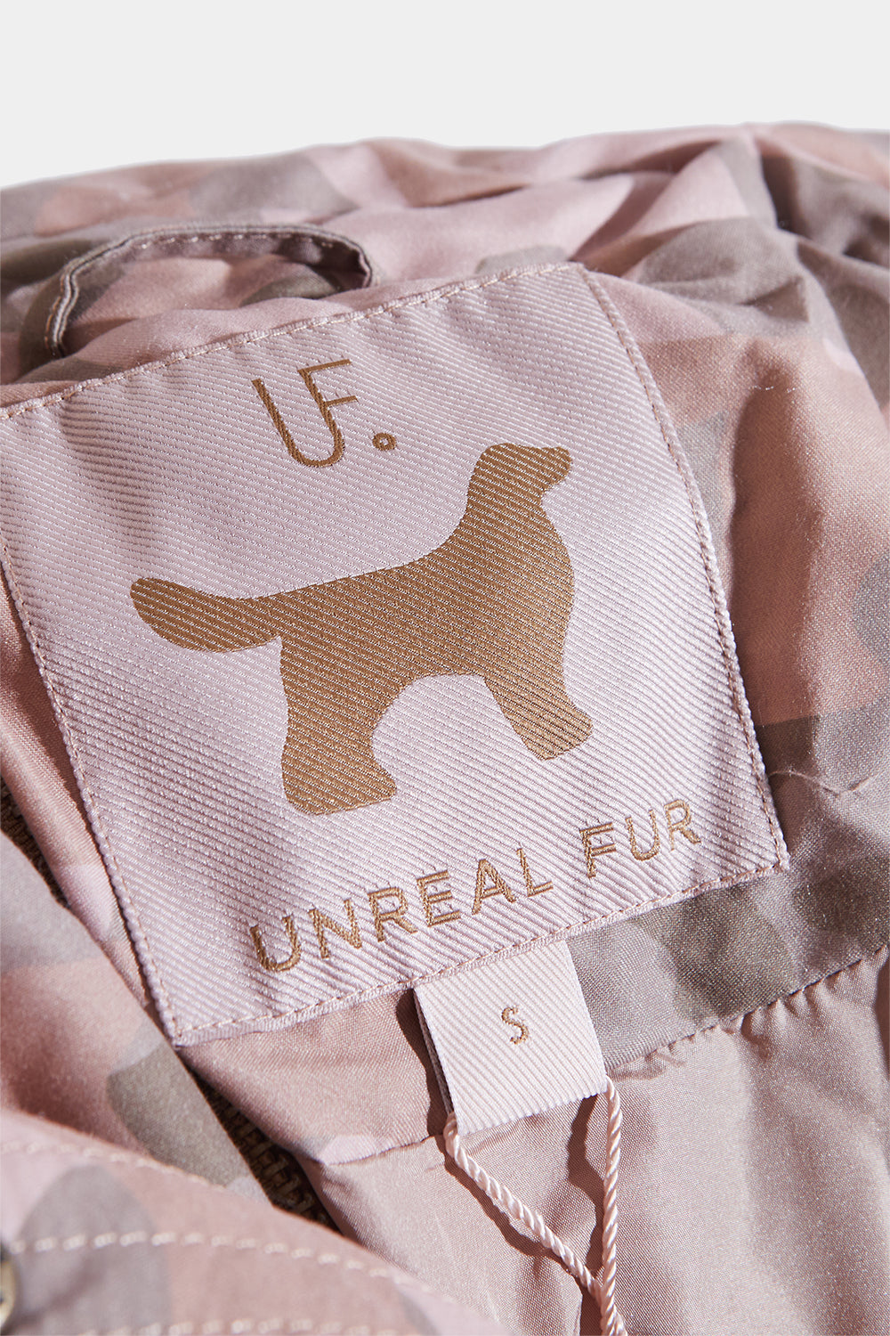 Unreal Fur Pink and Brown Camouglage Puffa Jacket