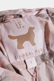 Unreal Fur Pink and Brown Camouglage Puffa Jacket