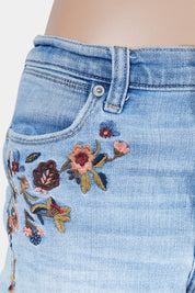 Abercrombie And Fitch Blue Embroidered Denim Shorts
