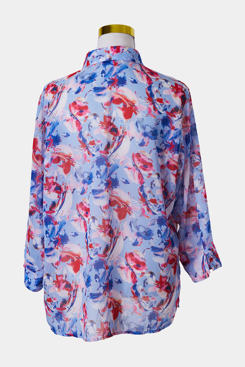 Black Pepper Blue and Pink Floral Sheer Blouse