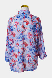 Black Pepper Blue and Pink Floral Sheer Blouse