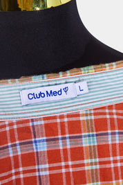 Club Med Orange Plaid Short Sleeve Button Down Shirt