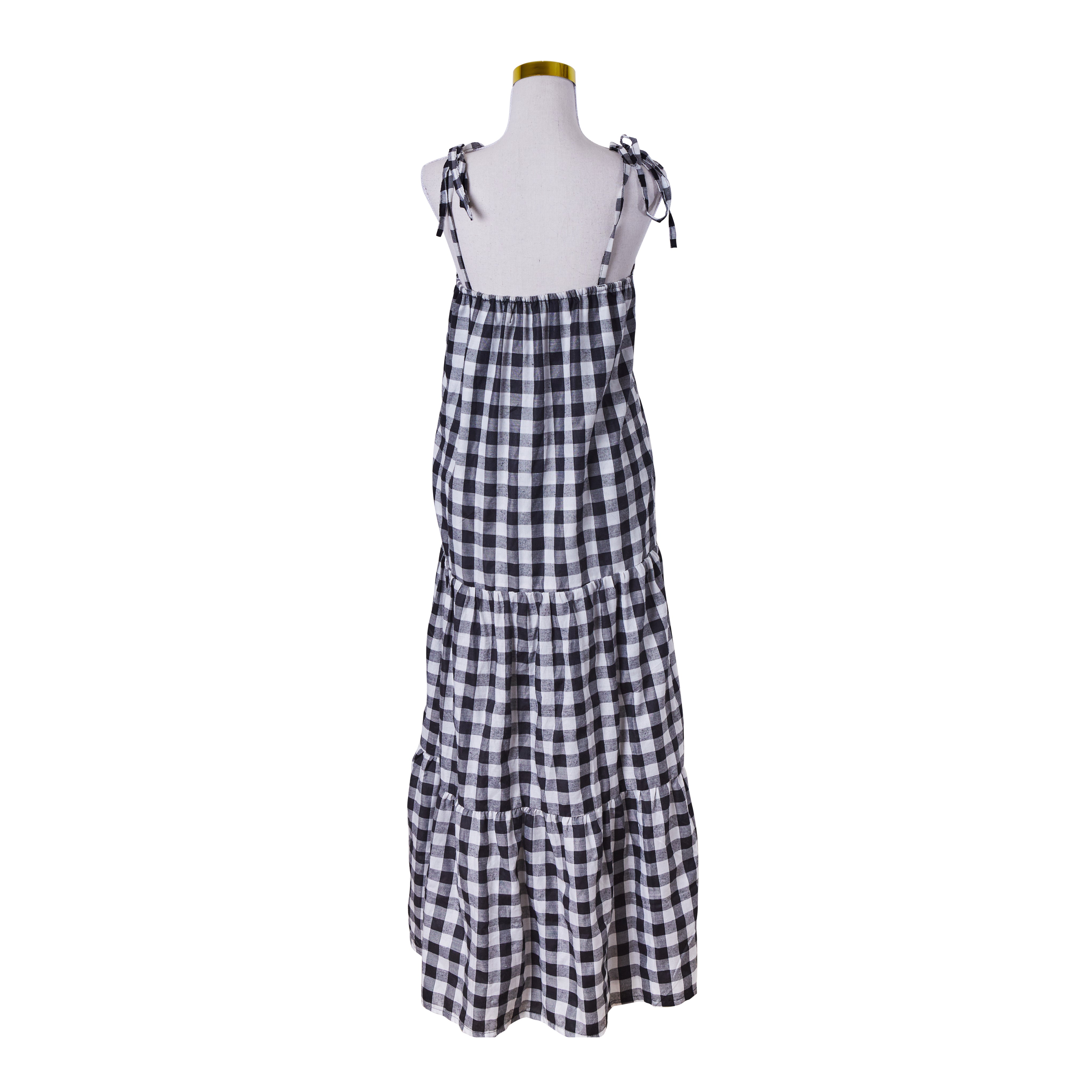 Ess The Label Black and White Check Tiered Summer Dress