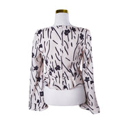 C\meo Collective LIght Pink and Black Print Pleated Peplum Blouse