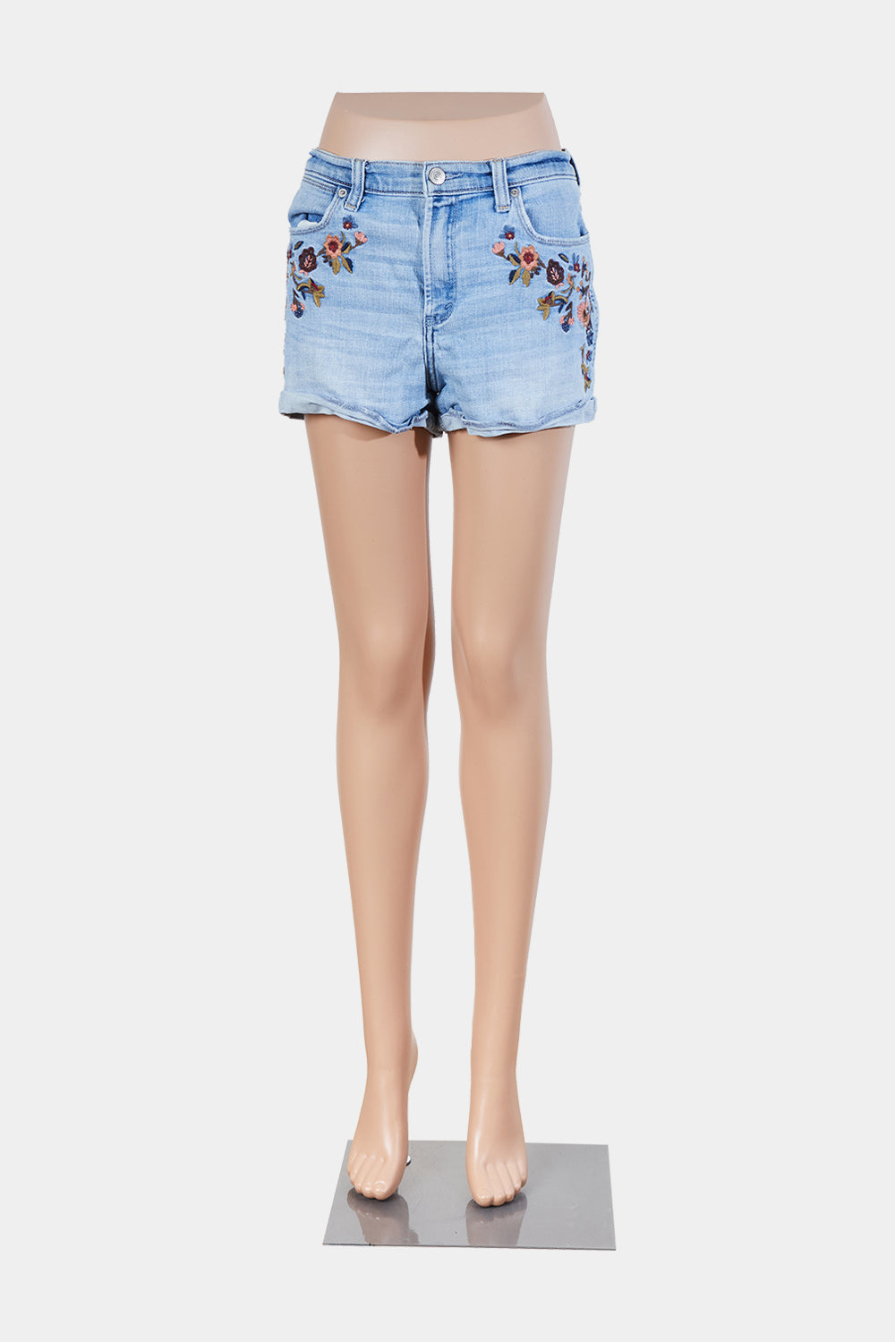Abercrombie And Fitch Blue Embroidered Denim Shorts