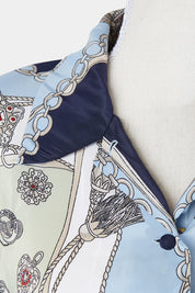 Assorted Brands Blue, Green, White Pattern Blouse