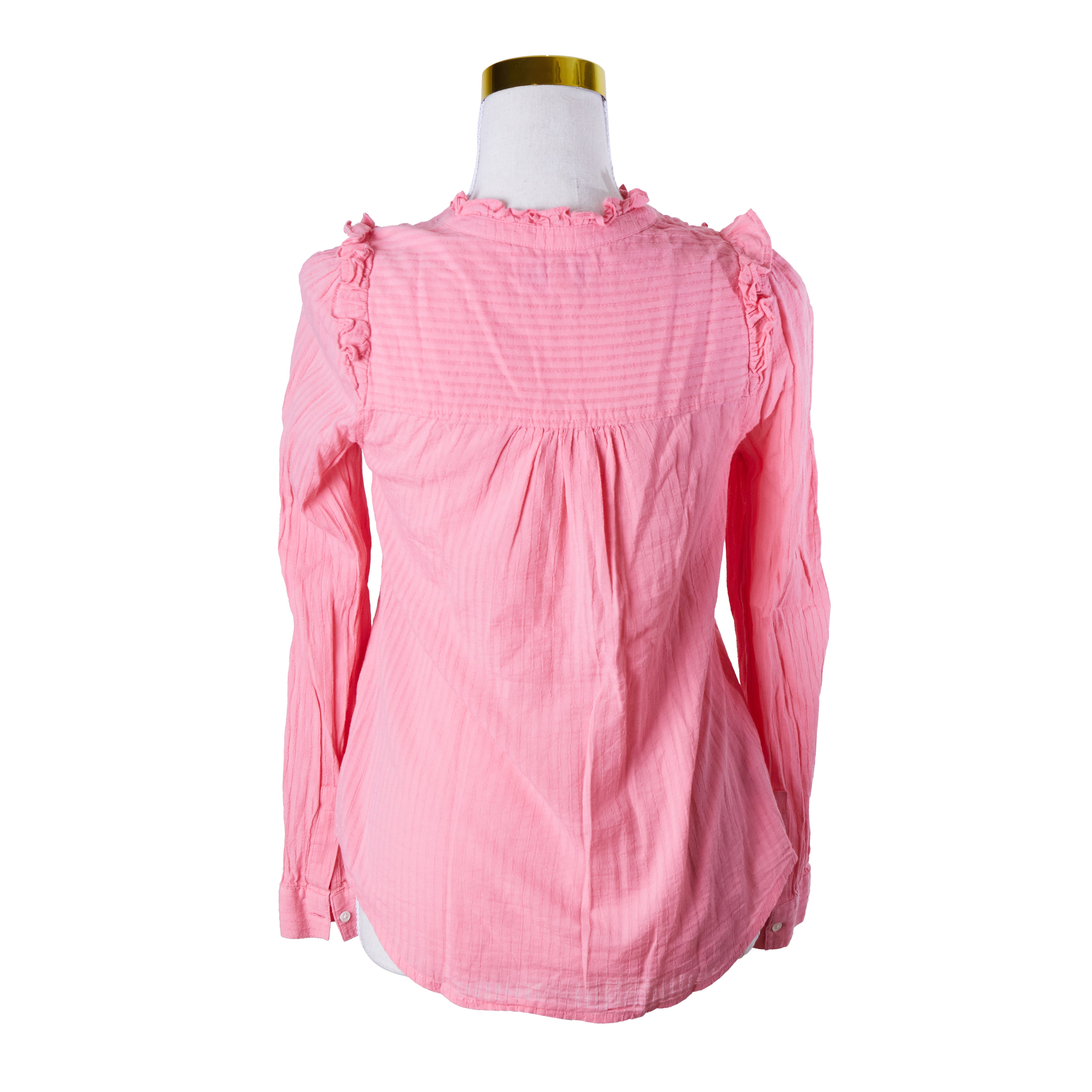 Country Road Pink High Neck Ruffle Blouse