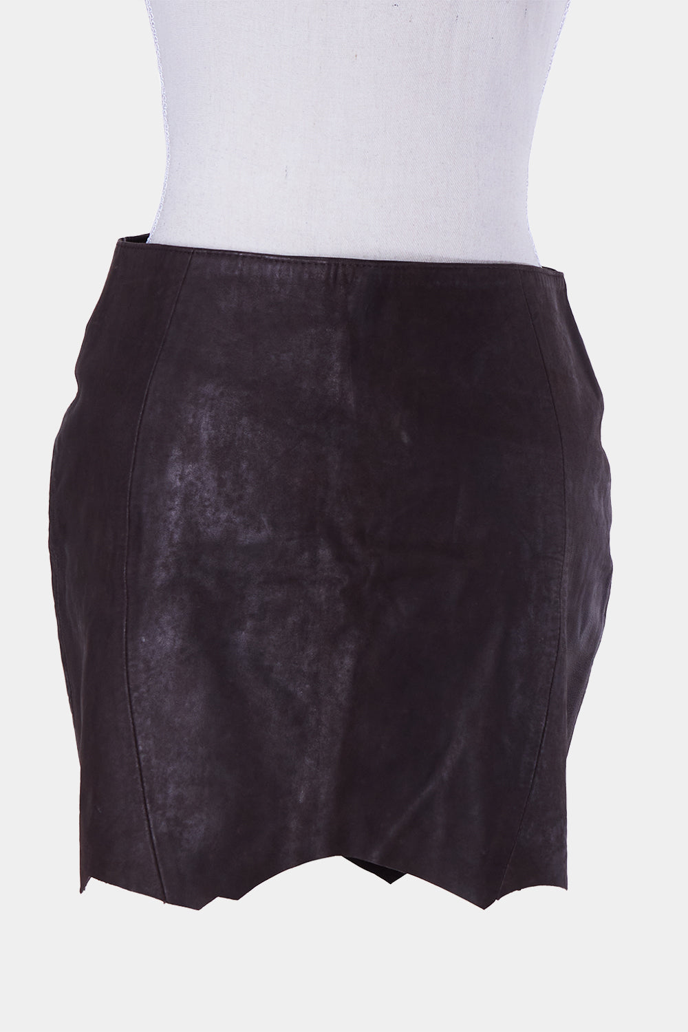 Blessed Are The Meek Brown Leather Mini Skirt