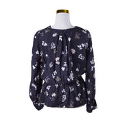 Country Road Navy Floral Print Peplum Blouse