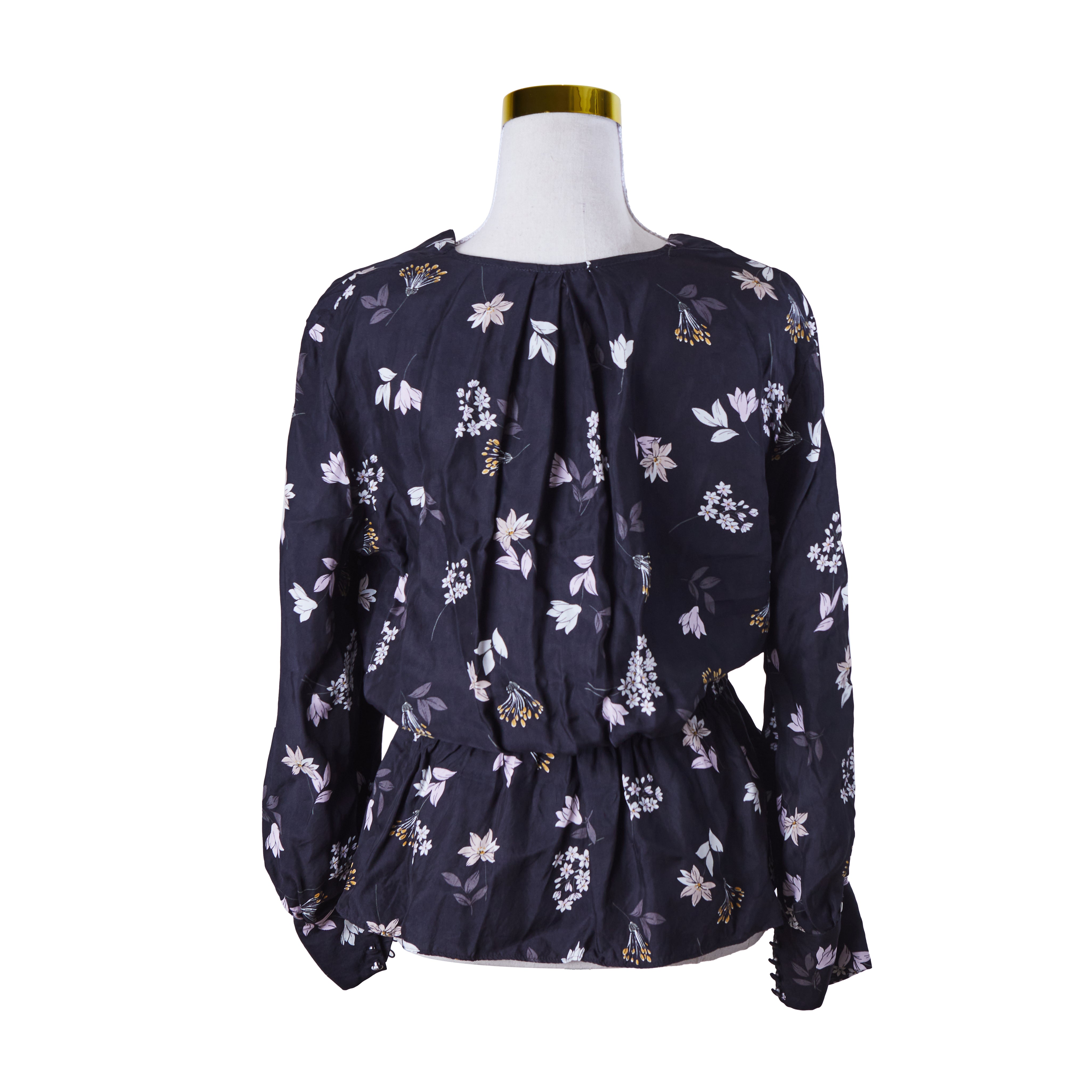 Country Road Navy Floral Print Peplum Blouse