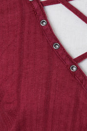 HOLLISTER Burgundy Tie Front Boho Blouse