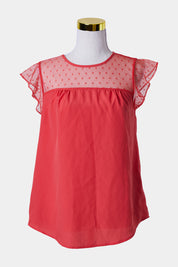 BASQUE Red Lace Neck Detail Top