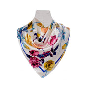 Anyyou Fashion Premium Satin Square Scarf – Elegant White Silk-Feel Neckwrap for Women