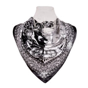 Anyyou Fashion Premium Satin Square Scarf – Black White Silk-Feel Neckwrap for Women