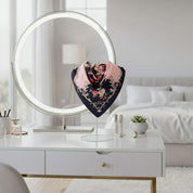Anyyou Fashion Premium Satin Square Scarf – Navy Blue Pink Silk-Feel Neckwrap for Women