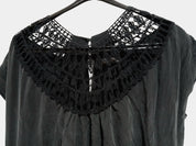 David Lawrence Black Silk and Lace Mini Dress Size 14