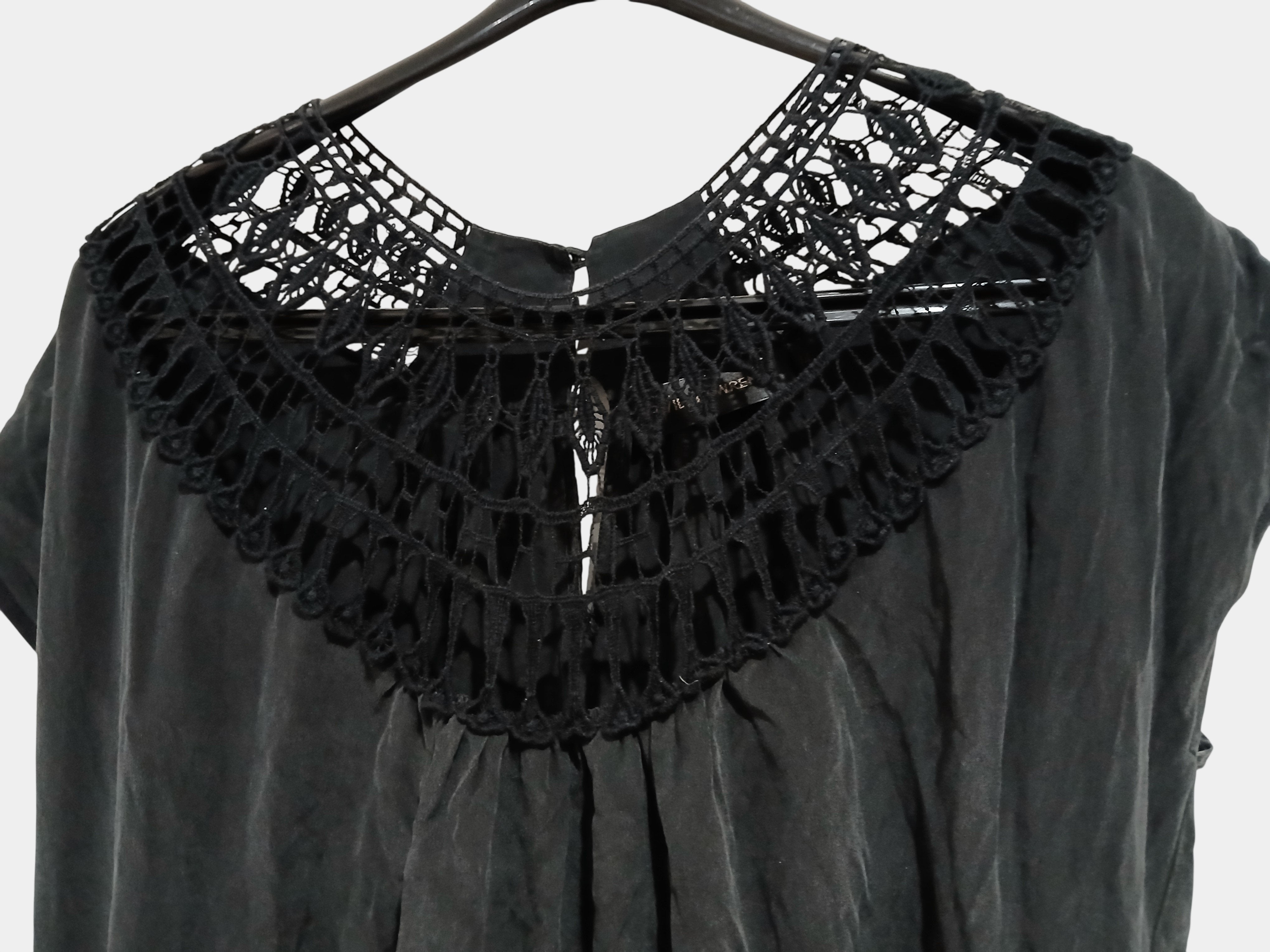 David Lawrence Black Silk and Lace Mini Dress Size 14